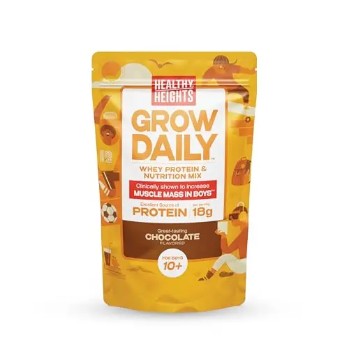 Bag of Healthy Heights Chocolate protein drink mix for boys 10+