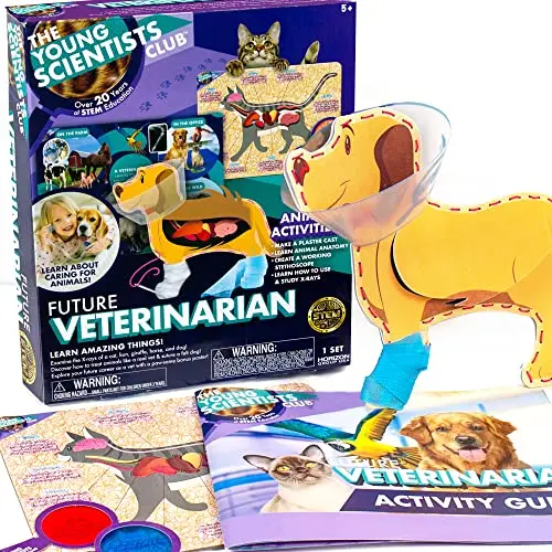 The Young Scientists Club Future Veterinarian kit with foam dog, medical tools, and activity guides