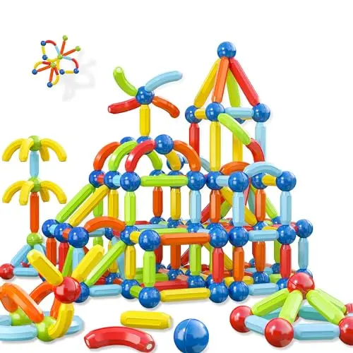 Magnetic building sticks and balls set for toddlers and kids