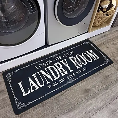 ROMAMIGO black farmhouse laundry runner rug with funny saying