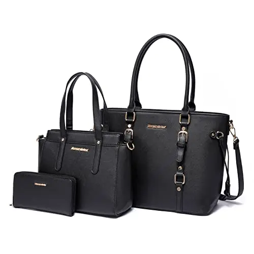 Montana West 3-piece leather handbag set with tote, crossbody, and wallet
