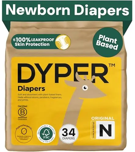 DYPER plant-based hypoallergenic diapers with stretchy fit