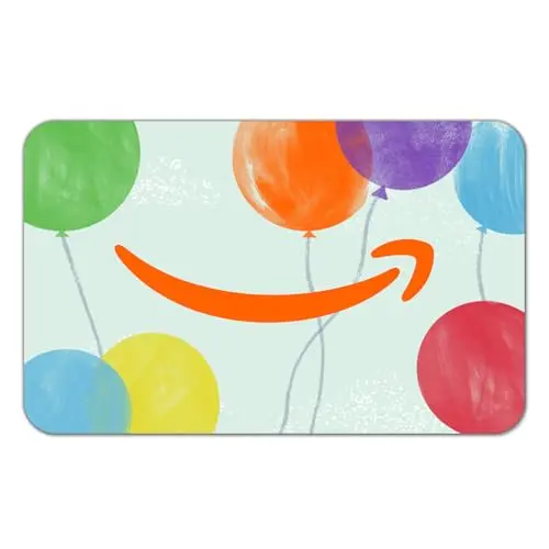 Animated Bright Balloons Amazon eGift Card displayed on a screen