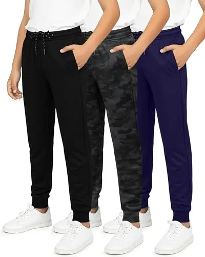 Real Essentials mesh boys joggers in a 3-pack set