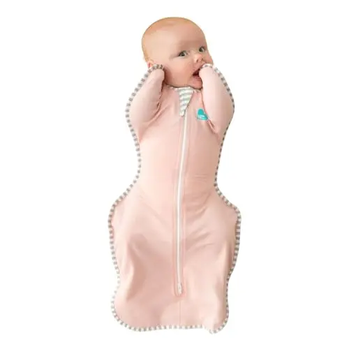 Love to Dream Swaddle UP sleep sack in dusty pink, showing arms-up design