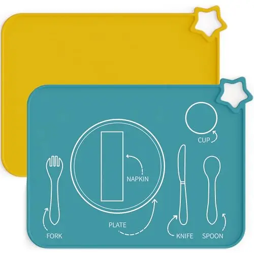 Moonkie Silicone Placemats for babies and kids on a table