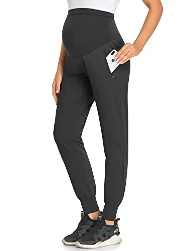 AMPOSH black maternity jogger scrub pants with tapered ankles
