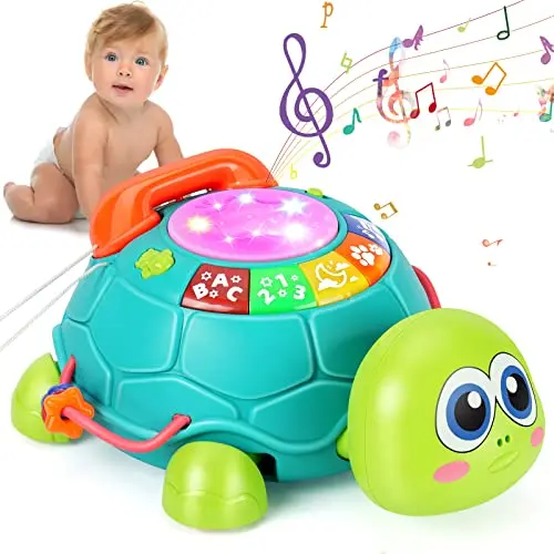 Musical light-up crawling turtle toy for babies
