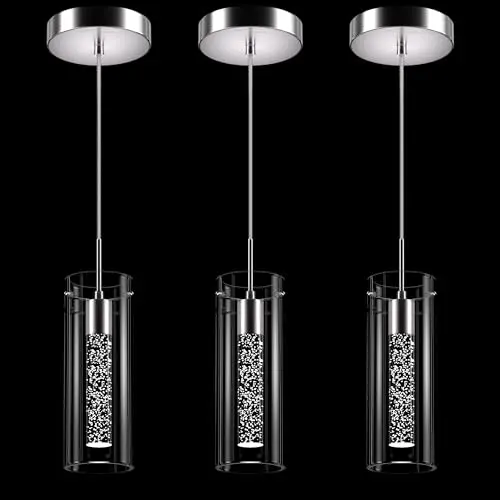 Esfos pendant light with bubble glass shade in brushed nickel finish