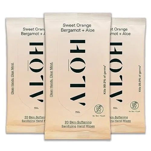 ALOH Sweet Orange Bergamot sanitizing hand wipes in travel pack
