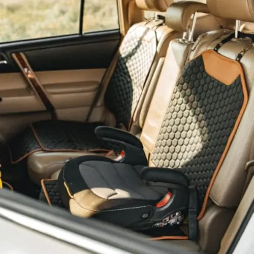 Owleys premium leather car seat protector in Hexy pattern