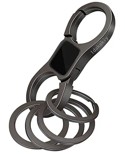 Idakekiy dark grey quick-release keychain with four key rings