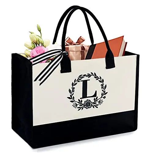 BeeGreen personalized monogram canvas tote bag for women