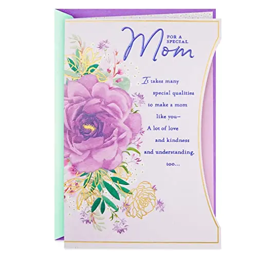 Hallmark elegant purple flower birthday card for mom with gold foil accents