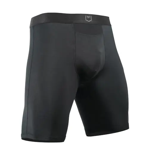SHEATH V Men's 8-inch Boxer Briefs with horizontal fly and single pouch in black