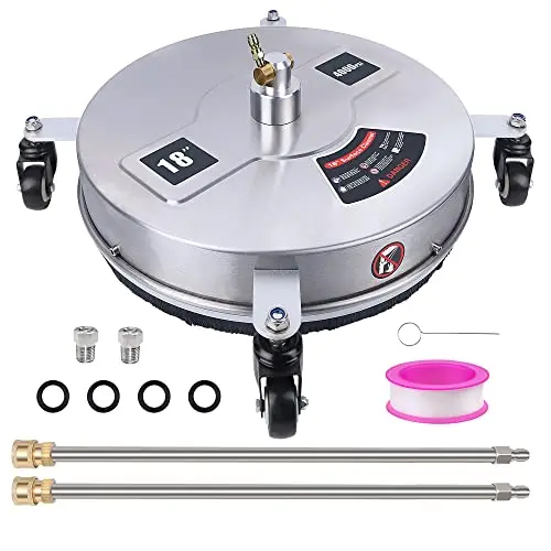 Biswing 18-inch stainless steel pressure washer surface cleaner with 4 wheels