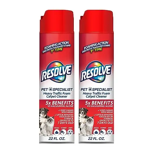 Resolve Pet Specialist Heavy Traffic Foam 2-pack for carpet stains and odors