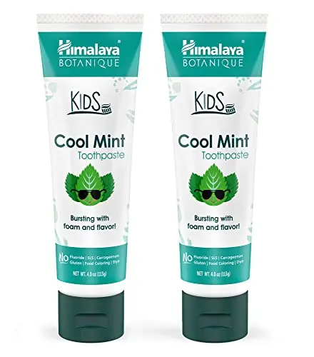 Himalaya Botanique Kids Fluoride-Free Toothpaste in Cool Mint flavor, two-pack