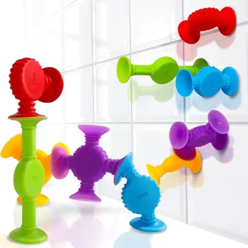 BUNMO Suction Bath Toys colorful silicone pieces for building