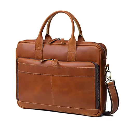 VC VINTAGE COUTURE Leather briefcase bag in tan brown