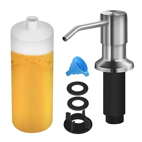 NVMTUUO brushed nickel kitchen sink soap dispenser with large bottle