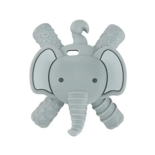 Itzy Ritzy Elephant-shaped teether with hollow, textured silicone tubes