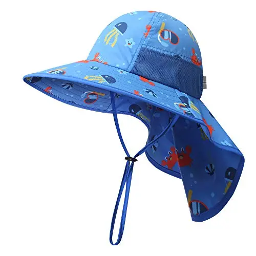 icolor Kids Sun Hat with wide brim and neck flap for sun protection