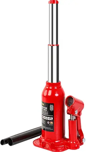 Big RED 8-ton double ram hydraulic bottle jack