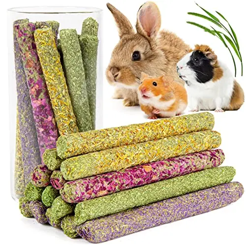 Sofier colorful timothy hay chew sticks for rabbits and guinea pigs