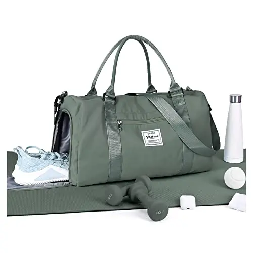 Pink duffel bag with a separate bottom shoe compartment, shown with trolley sleeve on a suitcase.