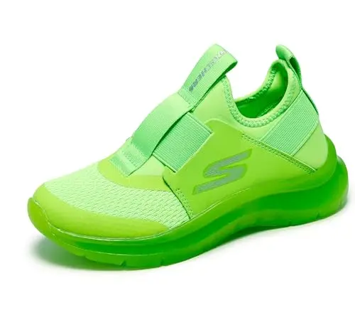 Skechers Boy's Skech Fast Ice Sneaker in lime green, pull-on closure