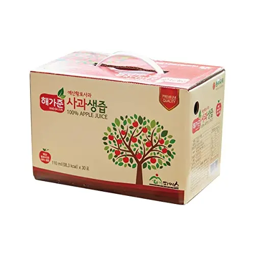 HAEGAJUN 100% apple juice in small 3.7 oz pouches, 30 pack