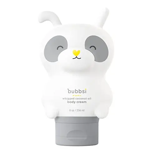 Bubbsi Whipped Coconut Oil Baby Lotion in refillable animal bottle