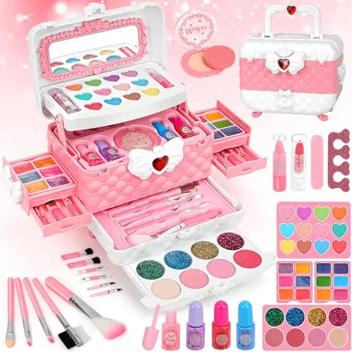 Teensymic Kids Washable Makeup Kit with handle vanity case