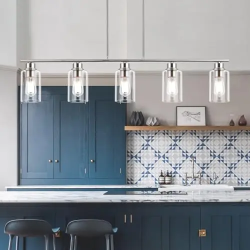 mavcadonf 5-light linear pendant light fixture in brushed nickel