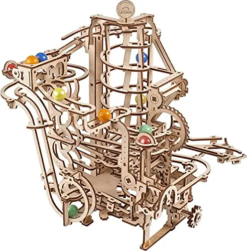 UGEARS Marble Run Spiral Hoist wooden 3D puzzle kit with spiral mechanism