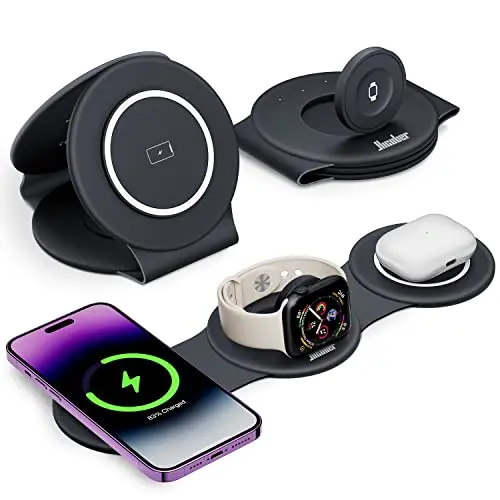 Hicober foldable 3-in-1 wireless charging station for Apple devices