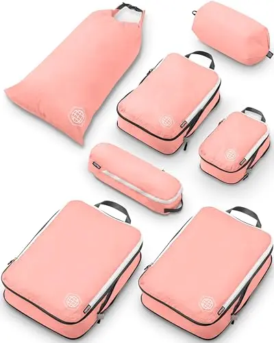 TRIPPED XL Compression Packing Cubes set in Dusty Rose color