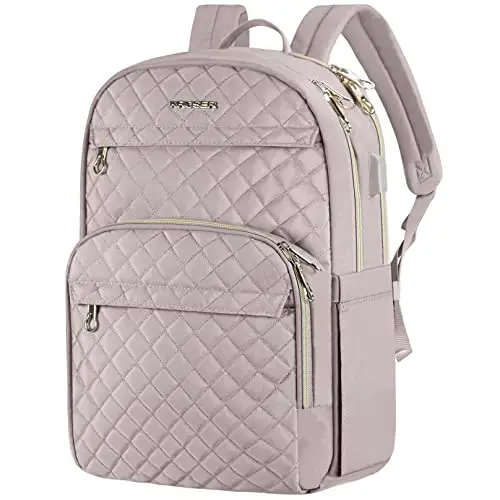 KROSER dusty pink canvas laptop backpack