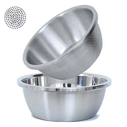 Paoli 304 stainless steel colander with matching mixing bowl