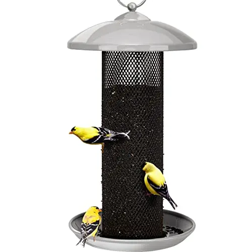 Kingsyard large capacity gray metal mesh tube finch feeder