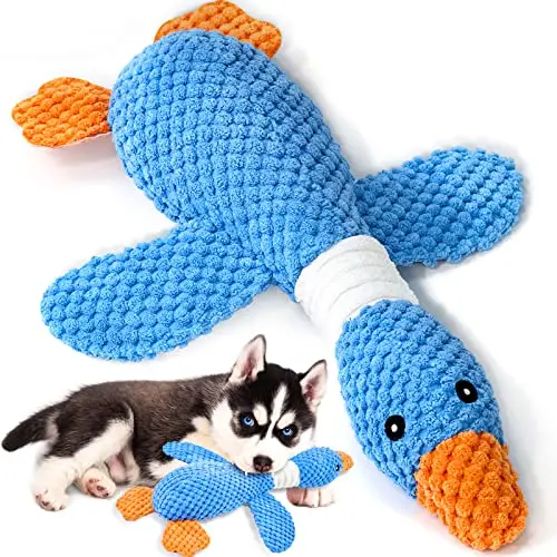Vitscan blue goose plush dog toy with crinkle and squeaker