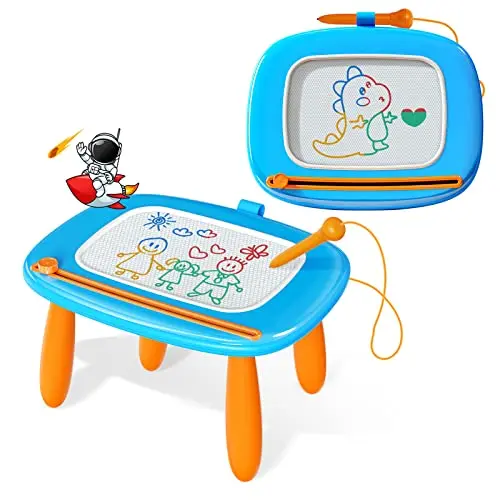 Kikidex light blue magnetic drawing board with table stand for toddlers
