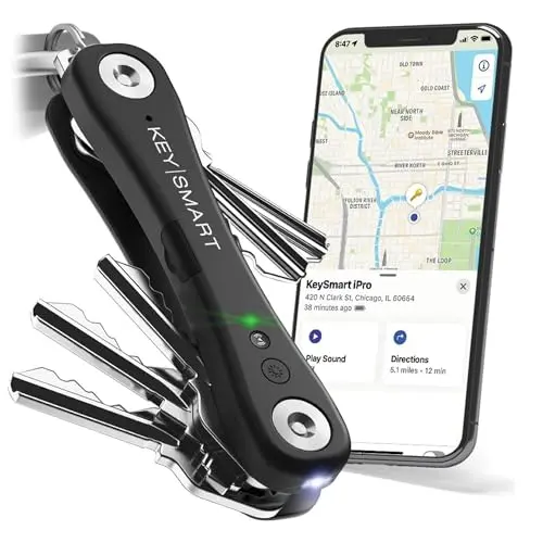 KeySmart iPro key finder organizer in black with Apple Find My compatibility