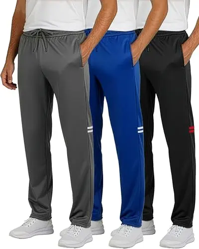 Real Essentials Athletic Track Pants in a three-pack set