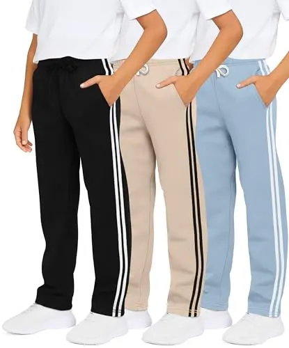 Real Essentials Cotton Fleece Sweatpants for boys in a 3-pack