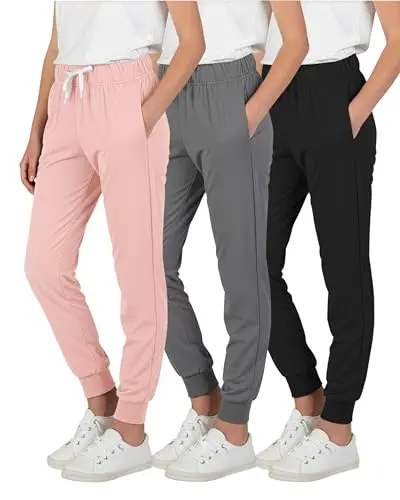 Real Essentials Girls Lounge Joggers in a 3-pack set