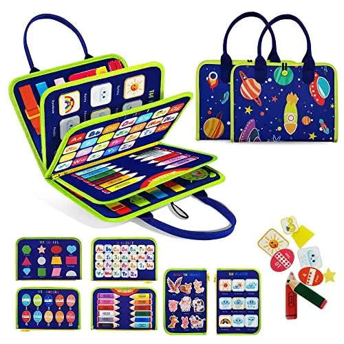 TenFans Montessori busy board with zippers, buttons, and laces for toddlers