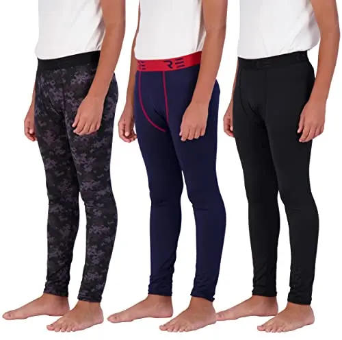 Real Essentials Youth Boys Compression Pants 3-pack set