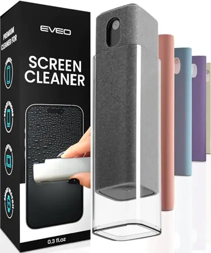 EVEO 2-in-1 Screen Cleaner Mist sprayer with built-in microfiber cloth